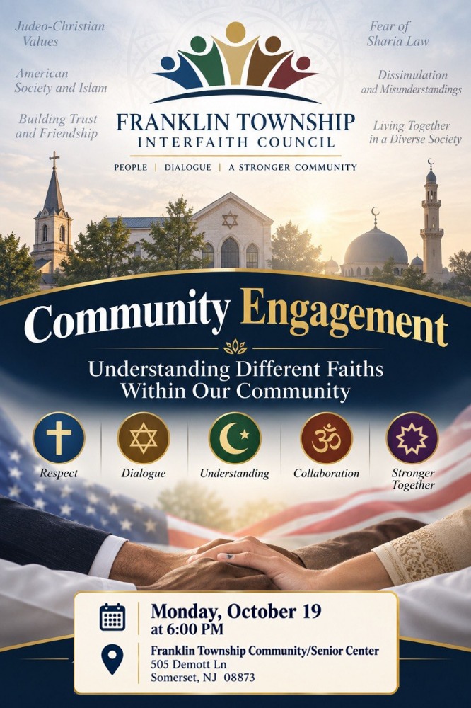 Community Engagement event flyer for Franklin Township Interfaith Council